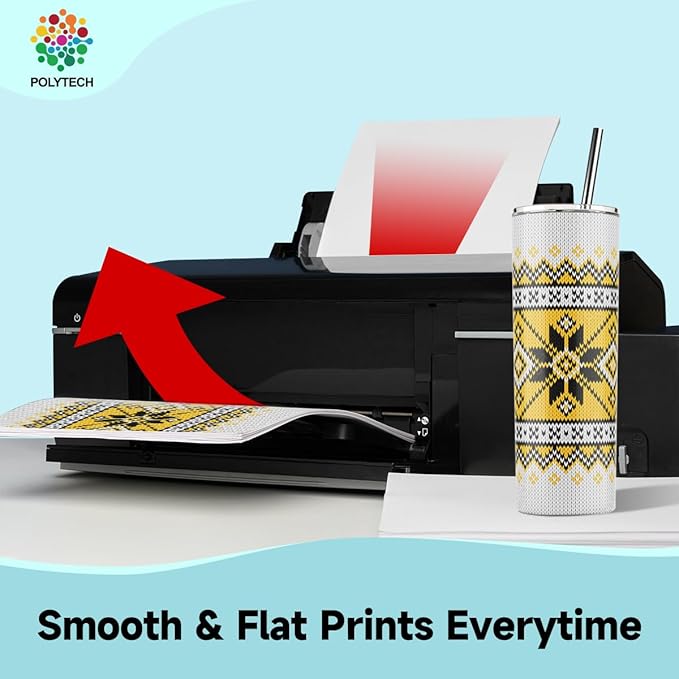 Polytech Sublimation Paper, 8.5x11, 100 Sheets, Heat Transfer Paper for All Sublimiation Blanks, For All Sublimation Printer and Ink, For Tumblers, Magnet Blanks, Ceramic Ornaments, Light T-Shirt,125G