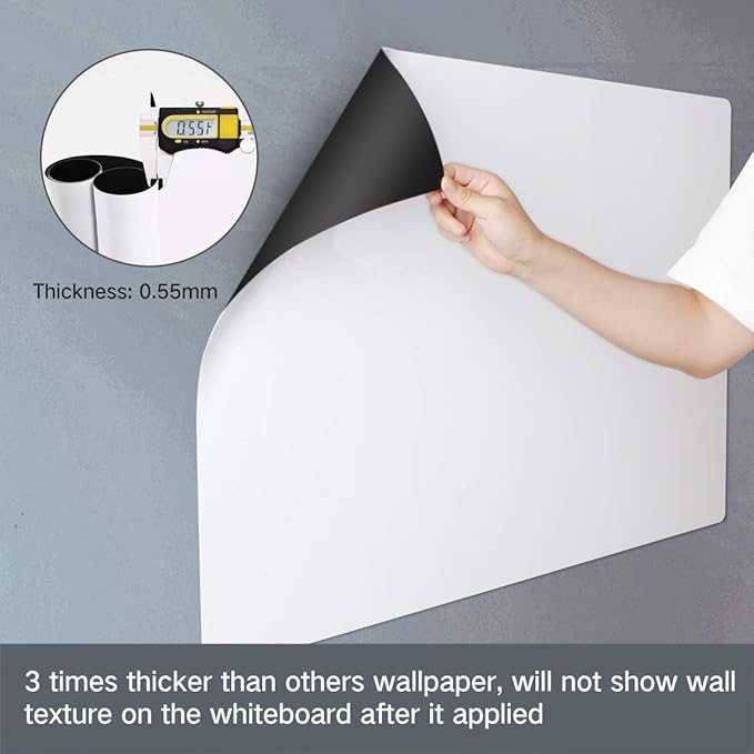 Magnetic Whiteboard Contact Paper for Wall 36 x 24 inches, Magnetic Dry Erase White Board Sticker with Non-Adhesive Backing for Office Home School