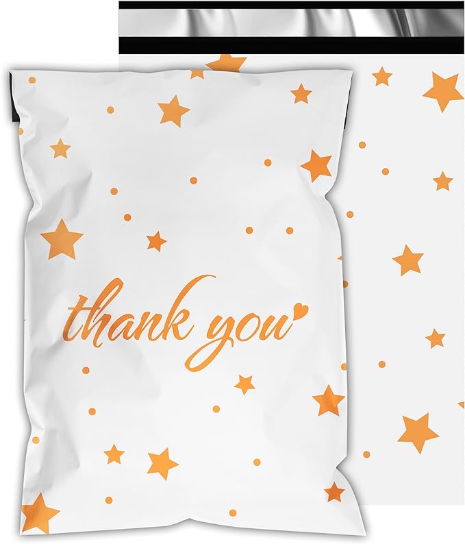 Thank You Poly Mailers 10x13 Inch 100 Pcs - Pentagram printed Shipping Bags, 2.4mil Thickness, Waterproof and Tear Resistant Mailing Envelopes, Self-Sealing Packaging Bags for Small Business