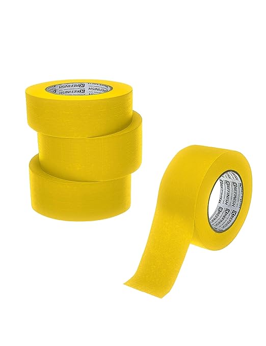 Painters Tape for Cars Vehicles Paint Tape Auto Body Yellow Masking Tape Heat Resistant Automotive Removable No Residue Painting Tape Bulk Set for Paint Booth, 1.88in-60 yards/4rolls