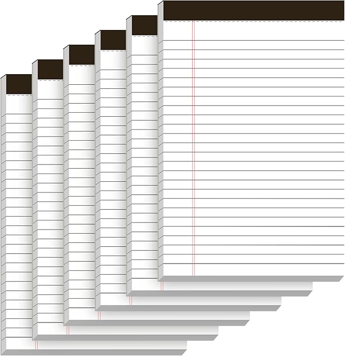 5" x 8" Note Pads 6 Pack of Legal Pads Narrow Ruled Notepad with Perforated Notepads 30 Sheets Small Writing Pads 21lb Legal Pad Quality Paper Ideal for Home, Office, or School Use