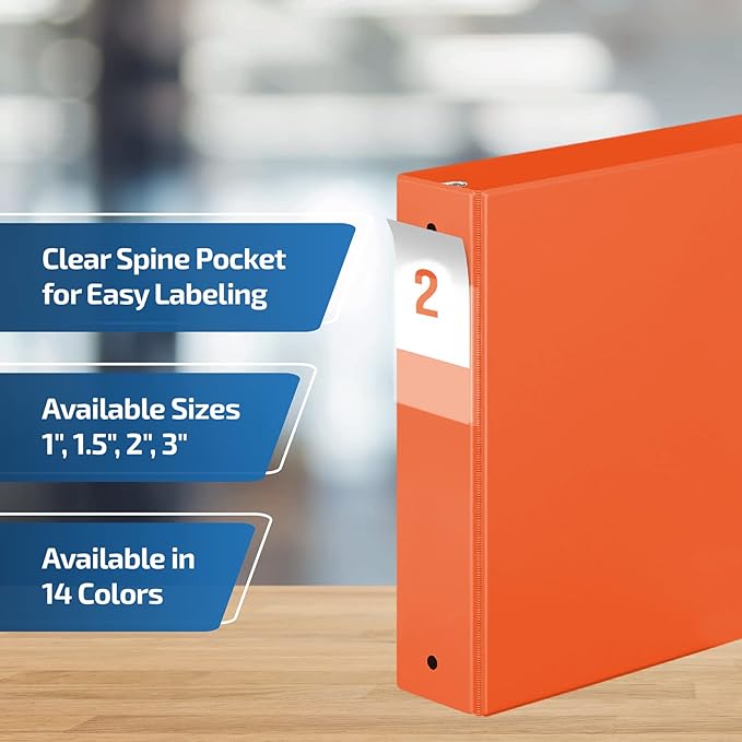 Premium Economy 6-Pack 3-Ring Binders for School or Office, Round-Ring Binders, 2 Inch, Orange