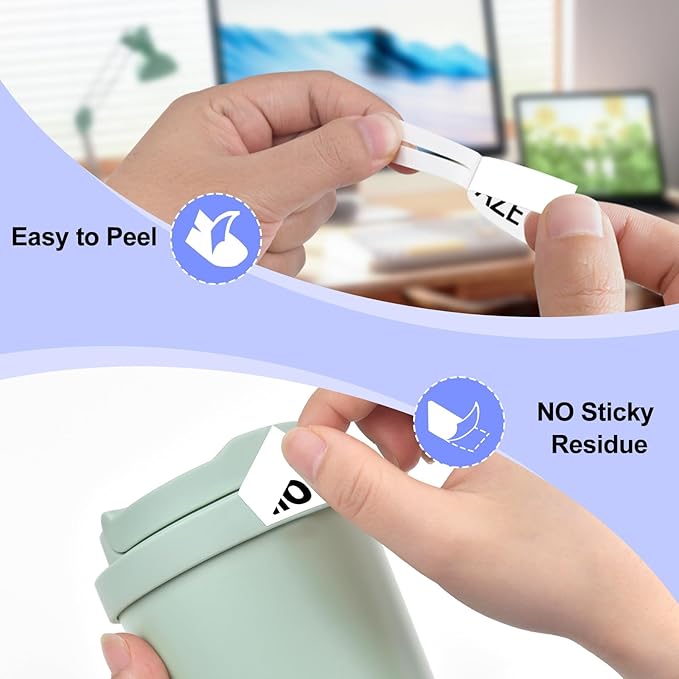 2 Pack 9mm 0.35 TZe-FX221 Laminated Tape Compatible for Ptouch TZ TZe Flexible ID Cable Wires Labels Black on White 3/8" for PT-PD200 D210 D400 D600 H100 H110 P300BT P700 P710BT