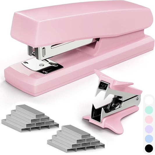 Pink Office Stapler, 25 Sheet Capacity with 2000 Staples and Staple Remover, Desktop Stapler,Pink Office Supplies for Students and Office Clerks