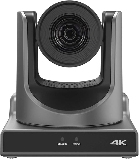 NDI PTZ Camera,4K 20X Optical Camera with IP Live Streaming with Simultaneous 3G-SDI and USB Video Output and Auto-Tracking/Zoom Video/POE/4K Full UHD for Conferences, Church, Teaching