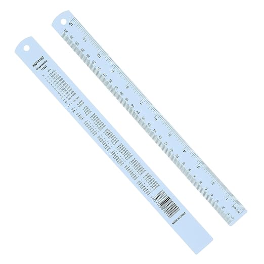 PATIKIL 30cm/12 Metal Ruler, 2 Pack Aluminum Alloy Rulers with Centimeters, Millimeters, Inches and Conversion Table Straight Edge Ruler for Writing Machinist Drafting, Blue