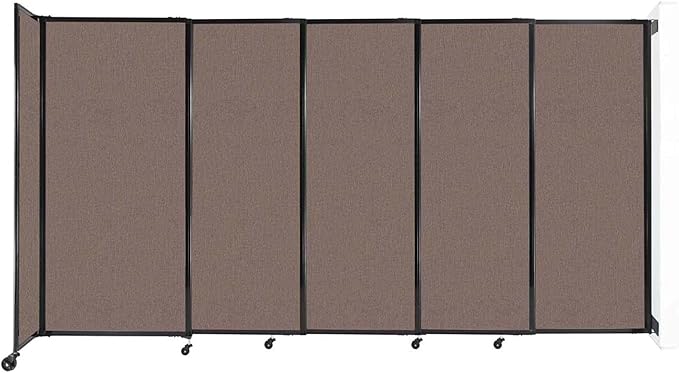 Wall-Mounted Sliding StraightWall Room Divider | Adjustable Widths | Locking Wheels | Room Separator | Up to 11'3" Wide x 6' Tall Latte Fabric Panels