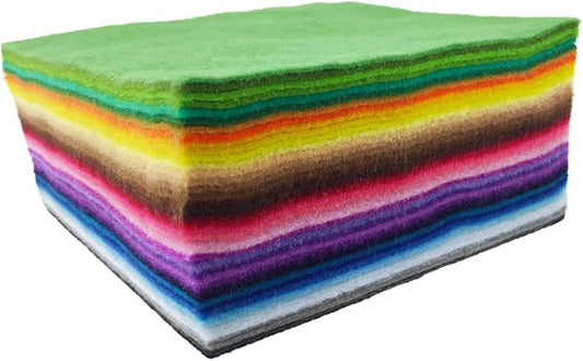 flic-flac 42pcs1.4mm Thick Soft Felt Fabric Sheet Assorted Color Felt Pack DIY Craft Sewing Squares Nonwoven Patchwork (15cm * 15cm)