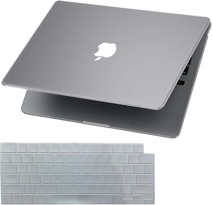 KEROM Matte Clear Case for MacBook Air 13 inch 2025-2022 M4 M3 M2 A3240 A3113 A2681, MacBook Air M3 13 inch Case, Matte Plastic Hard Shell & Keyboard Cover for Mac Air 13.6 inch, Frosted Clear