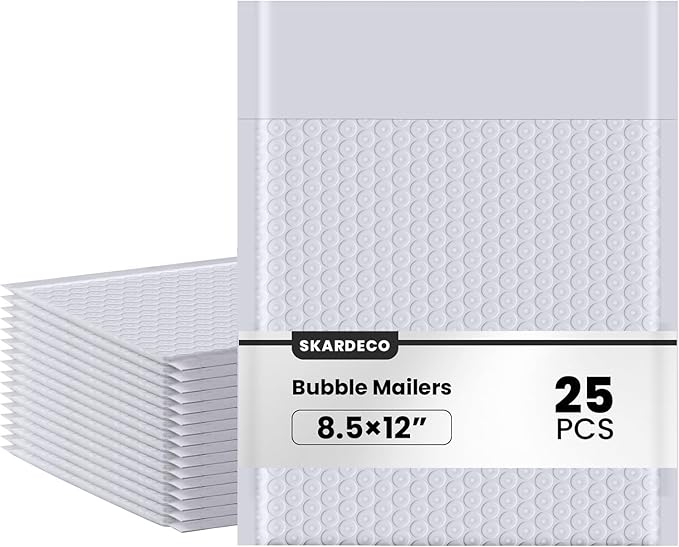 Bubble Mailers 8.5x11inch 25Pack Gray Bubble Mailers Self-Seal Padded Mailing Envelopes Bubble Opaque Padded Mailer for Small Businesses to Package and Mail Jewelry Cosmetics#2（white，gray）