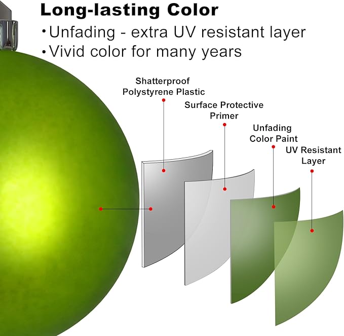 Lime Green 4.0" Large Christmas Balls - Christmas Tree Decoration Ornaments Shatterproof Hanging Balls for Birthday Halloween Holiday Wedding Decorations Set of 4pcs