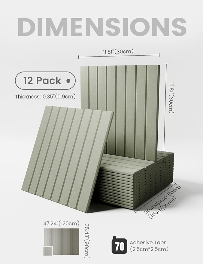 Large Felt Bulletin Board 48" x 36" Cork Board Alternative-12 Pack with 70 Safe Removable Adhesive Tabs, Cork Boards for Walls Cork Board for Home Office Classroom Pin Board (Sage)