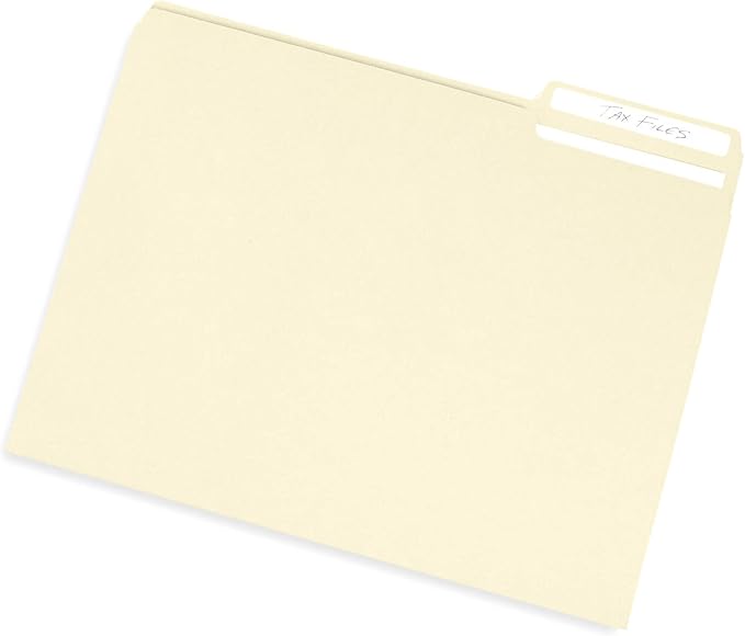 Manilla File Folders 8.5 x 11, 1/3 Cut Tab, Letter Size Vanilla folders, Great for Organizing and Easy File Storage, 100 Per Box (Manila)