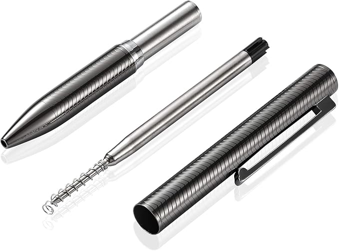 Ballpoint Pen with Gift Box for Men Women,Luxury Stainless Steel Retractable Pen Executive Home Office Use, and 2 Extra Refills Black Ink 1.0mm B2 (Dark Gray)