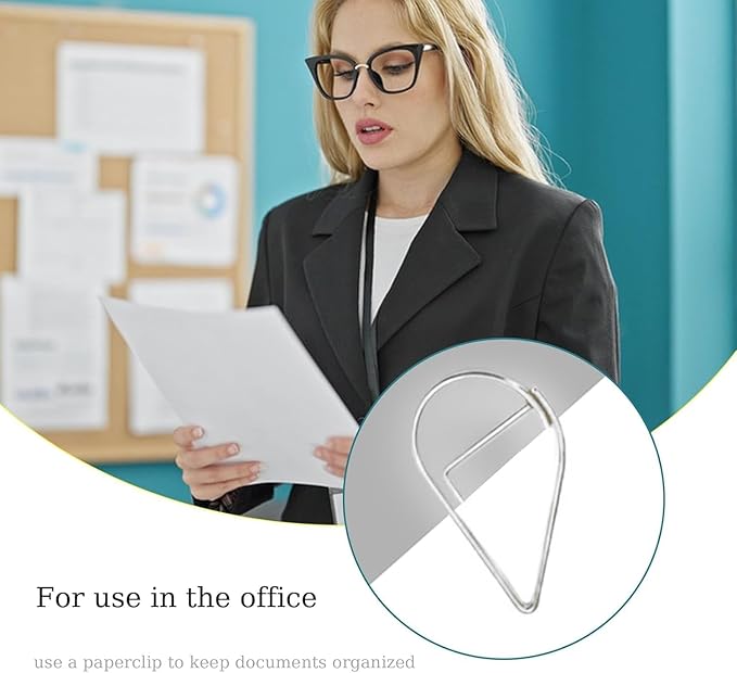 150 Pcs Small Silver Paper Clips Cute Paperclips Decorative Waterdrop Clips Basic Office Supplies for Photo Wedding Invitations