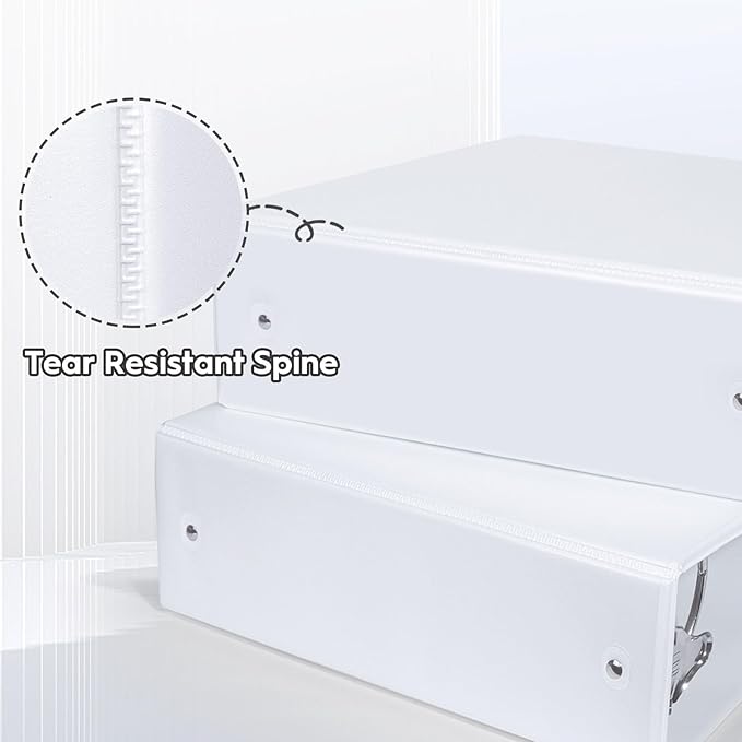 Comix Sturdy 3 inch Round Ring View Binder, Basic 3 Ring Binder 600-Sheet Capacity, Fit 8.5" x 11" Paper, 6 Pack (White)