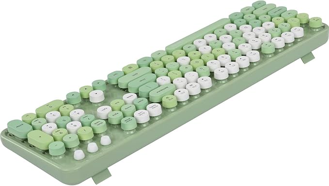 UBOTIE Colorful Computer Wireless Keyboards Mouse Combos, Typewriter Flexible Keys Office Full-Sized Keyboard, 2.4GHz Dropout-Free Connection and Optical Mouse (Green-Colorful)