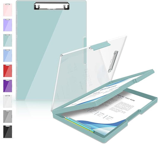 Sooez Clipboard with Storage, Heavy Duty Cleaview Clip Boards 8.5x11 with Dual Storage, Dry Erase Plastic Nursing Clipboard, High Capacity Clipboards Folder for Teacher Nurse, School & Office Supplies