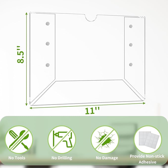 Acrylic Rigid Sign Holder 8.5 x 11 3Pack with Magnet and Self-adhesive, Horizontal and Vertical for Wall/Door/Window/Metal Surface, for Office/Store/Elevator Notices Poster Document Display