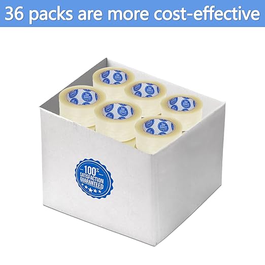 2.0 mils Heavy Duty Shipping Packing Tape, 2 Inch x 110 Yards (36 Rolls) Clear Packaging Tape for Moving, Sealing Boxes, Strong Adhesive, Bubble Wrap & Cardboard Box Sealing