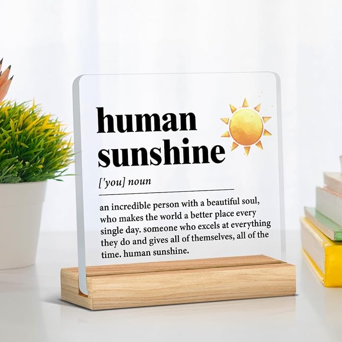 Human Sunshine Motivational Gift for Women Men, Employee Appreciation, Coworker Leader Teacher Coach Mentor, Definition Acrylic Desk Sign Decor