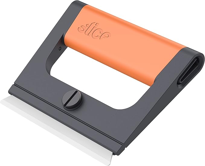 Slice 10501 Wide Scraper, Easy Clean, Ceramic Blade Lasts 11x as Long as Metal, Finger Friendly, Never Rusts, Safety Cap, Short Handle, 6 Pack