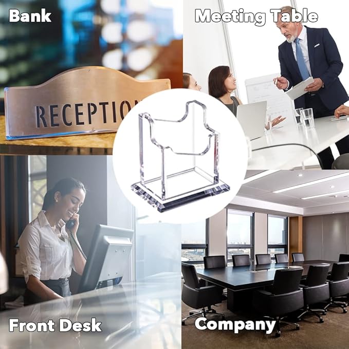PARTSPOWER 2 Packs Acrylic Business Card Holders for Desk, Vertical Clear Business Name Card Display Stand, Desk Accessory Business Name Card Organizer (Vertical, 1-Slot)