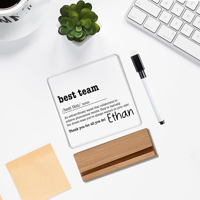 Corporate Gifts, Employee Appreciation Gift, Team Appreciation Gifts, Best Team Gift for Colleagues Wipeable Acrylic Decor Sign with Wood Stand 4 X 4 Inch