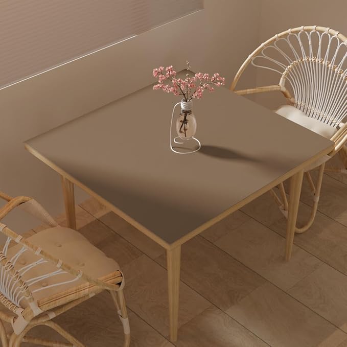 Table Pad - Used for Square Table Waterproof and Easy to Clean Good Flatness Easy to Used for Dining Table(Mud Color+Champagne Gold 46x46)