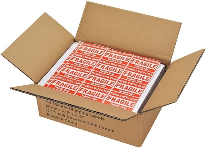 MFLABEL® Round Corner Half Sheet Shipping Labels 2-UP Click-n-Ship Mailing Postage Labels (150Sheets300Labels)