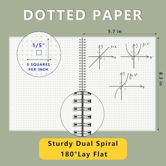Bullet Dotted Spiral Notebook A5 with 120gsm Thick Dot Paper 160 Pages per Pack - 5.7" x 8.3" Dotted Journal with Elastic Band and Transparent Hardcover (4 Pack, A5)