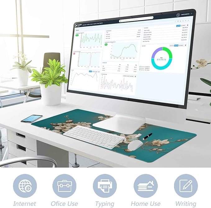 Almond Blossom Style Mouse Pad - Non-Slip, XL Size Mouse Pad Protector for Gaming and Work