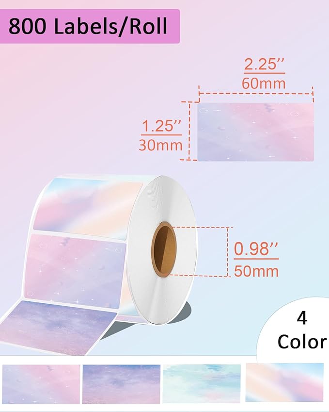 2.25 x 1.25 Thermal Labels - Self-Adhesive Address Shipping Barcode Stickers, Compatible with Rollo & Zebra & MUNBYN, 800 Labels for Printer, Color
