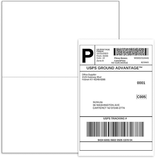 BESTEASY 1000 Half Sheet Self Adhesive Shipping Labels, Laser/Ink Jet White Blank Shipping Labels 8.5" x 5.5" Address Labels (500 Sheet Total 1000 Labels)