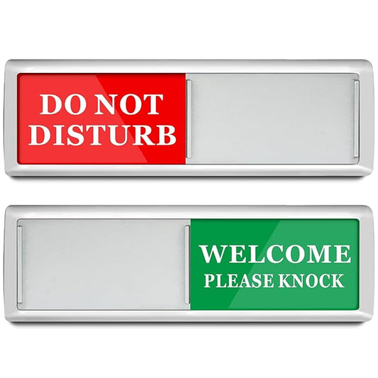 Sukh Green & Red Do Not Disturb Door Hanger - Meeting in Progress Sign, Ideal for Therapy, Sleeping, Spa Treatment - 6.88 x 1.96 inches, 1 Pack