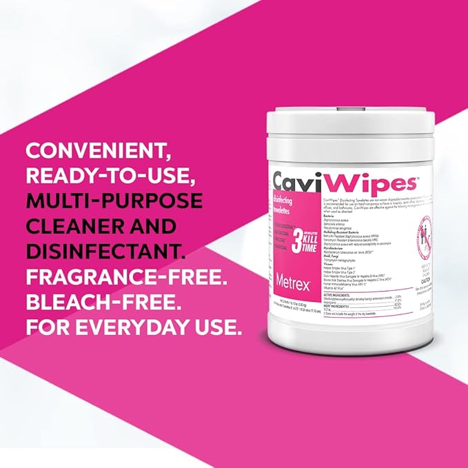 CaviWipes Disinfecting Towelettes Canister Wipes, 160 Count, White
