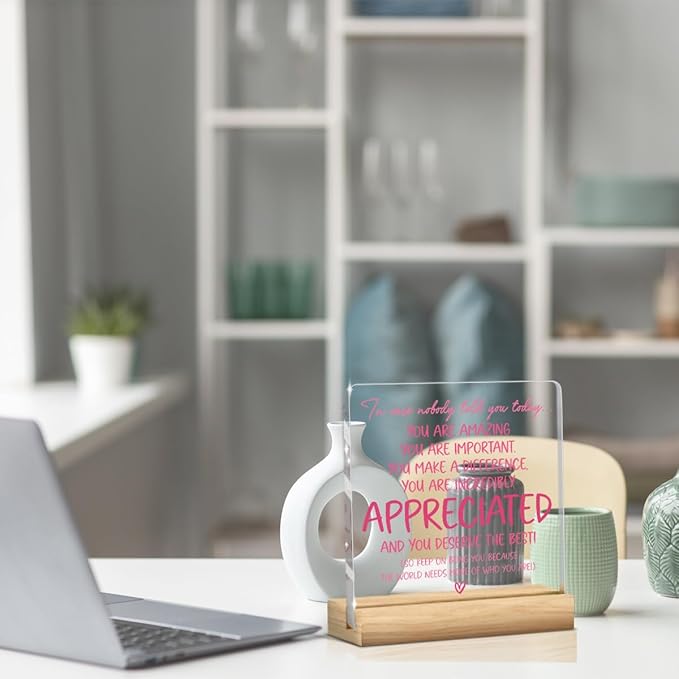 Preppy Coquette Gifts Inspirational Positive Affirmation Motivational Thank You Appreciation Sign Acrylic Sign Plaque Table Decorations for Home Office