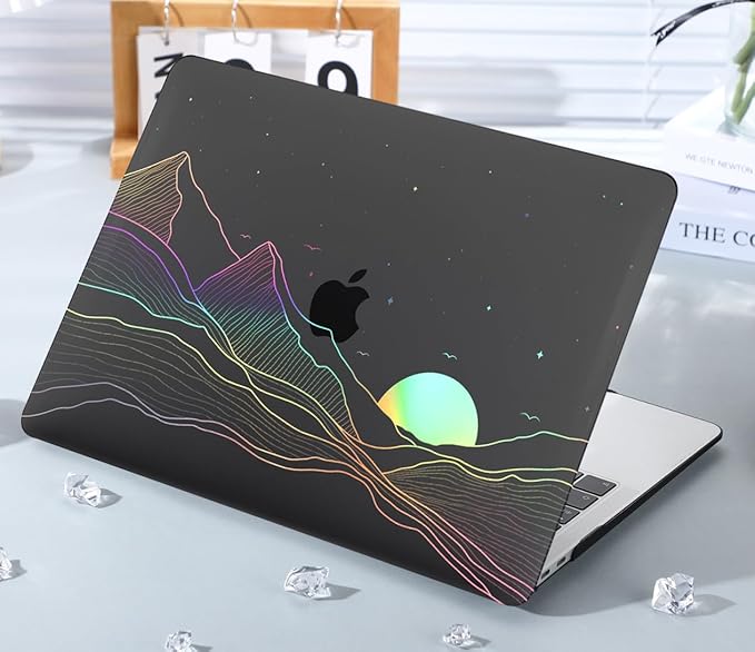 KEROM Clear Black Case for MacBook Pro 16 inch 2025-2021 M4 M3 M2 M1 Pro/Max Chip A3403 A3186 A2991 A2780 A2485, Protective Aesthetic Plastic Hard Shell Case & Keyboard Cover, Sunrise