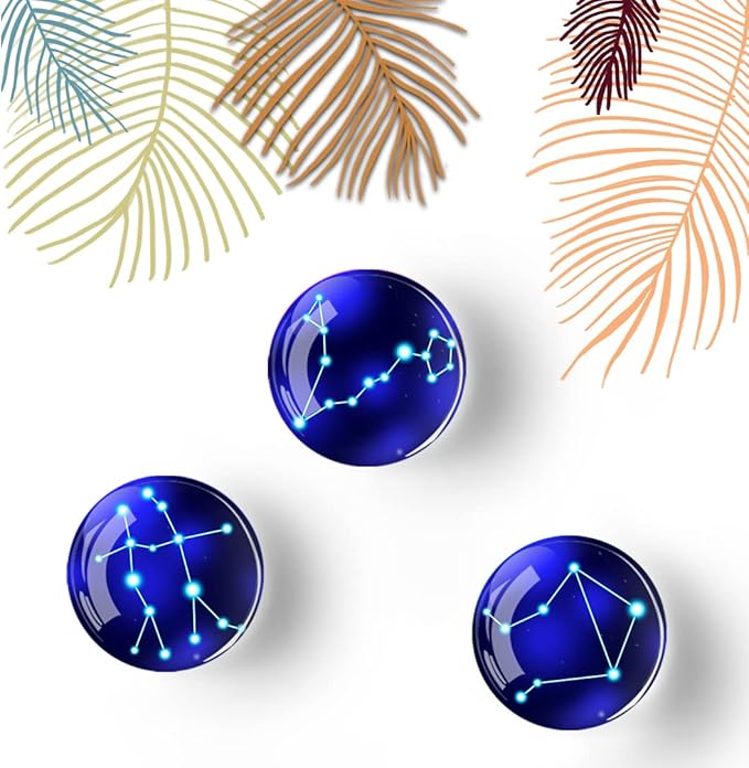 12Pcs Glass Strong Magnetic Refrigerator Magnet Fridge Sticker,Constellation Fridge Magnets Decoration for Crafts,Strong Fridge Magnets for Kitchen, School,Office Whiteboard, Cabinet and Dishwasher