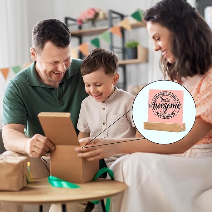 Motivational Office Decor Sign, Inspirational Quotes Acrylic Sign With Wooden Stand, Thank You Gifts for Office Desk Decorative Signs for Tabletop Cubicle Shelf Desk Accessories Decor