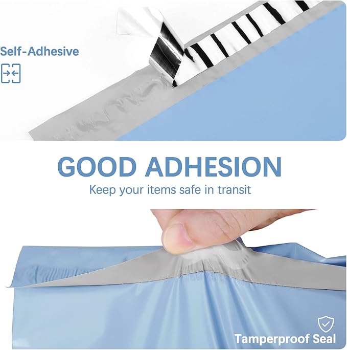 Metronic Poly Mailers 24x24 50PC, Extra Large Shipping Bags Mailing Envelopes with Strong Adhesive, 2.5Mil Thick Mailers Poly Bags for Shipping, Mailing Bag Packaging Bag for Small Business, Haze Blue
