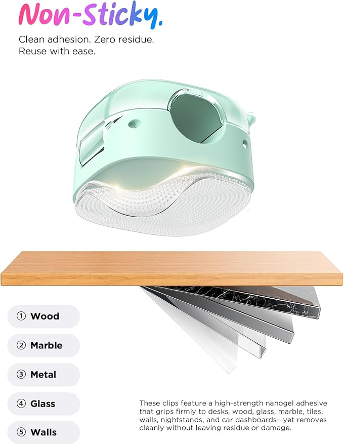 12 Pack Cord Holder Cable Clips,Cord Clips Multicolor [Dual Spring & Clasp Lock],Cute Phone Cord Holder for Nightstand, Chfeila Home Office Organizer Cable Clips for Car Desk Workspace Teen Room Decor