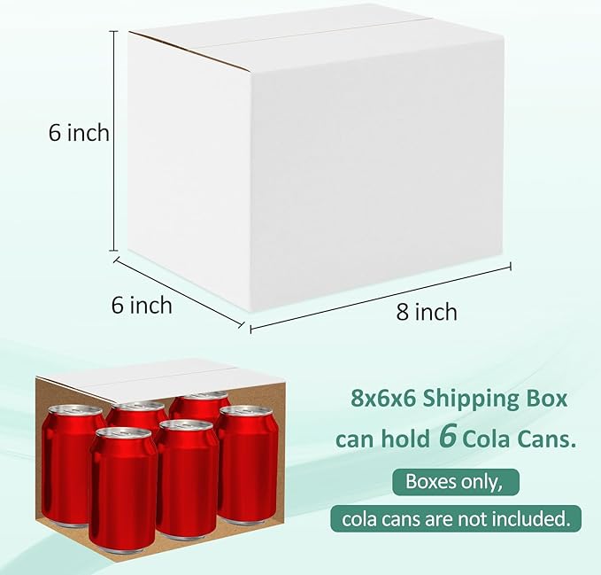 Eupako 8x6x6-Small-Shipping-Boxes-30-Pack-White-Corrugated-Box-Mailers, Cardboard Boxes for Packaging Small Business, Mailing