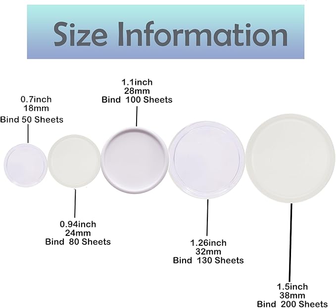 100pcs Discbound Notebook Discs DIY Planner Accessories fits for Tul,Levenger,Arc,Happy Planner,Talia(Super Clear White Clear Mixed,0.7inch/18mm)