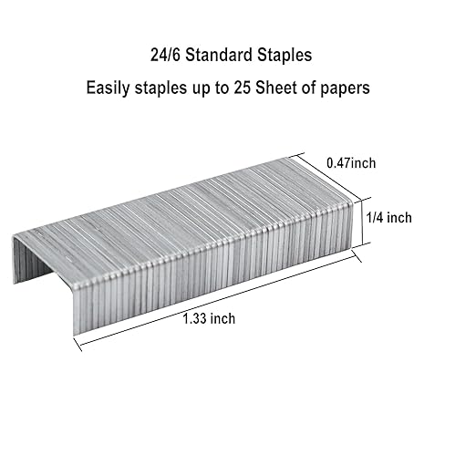 10000pcs No.12 Staples,Standard 1/4 Inch Length,24/6 Standard Staples for Most Standard Desktop Staplers