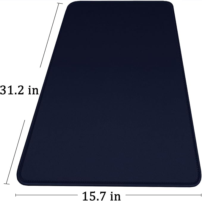 Large Extended Gaming Mouse Pad with Stitched Edges, Durable Non-Slip Natural Rubber Base, Waterproof Computer Keyboard Pad Mat for Esports Pros/Gamer/Desktop/Office/Home - Dark Blue
