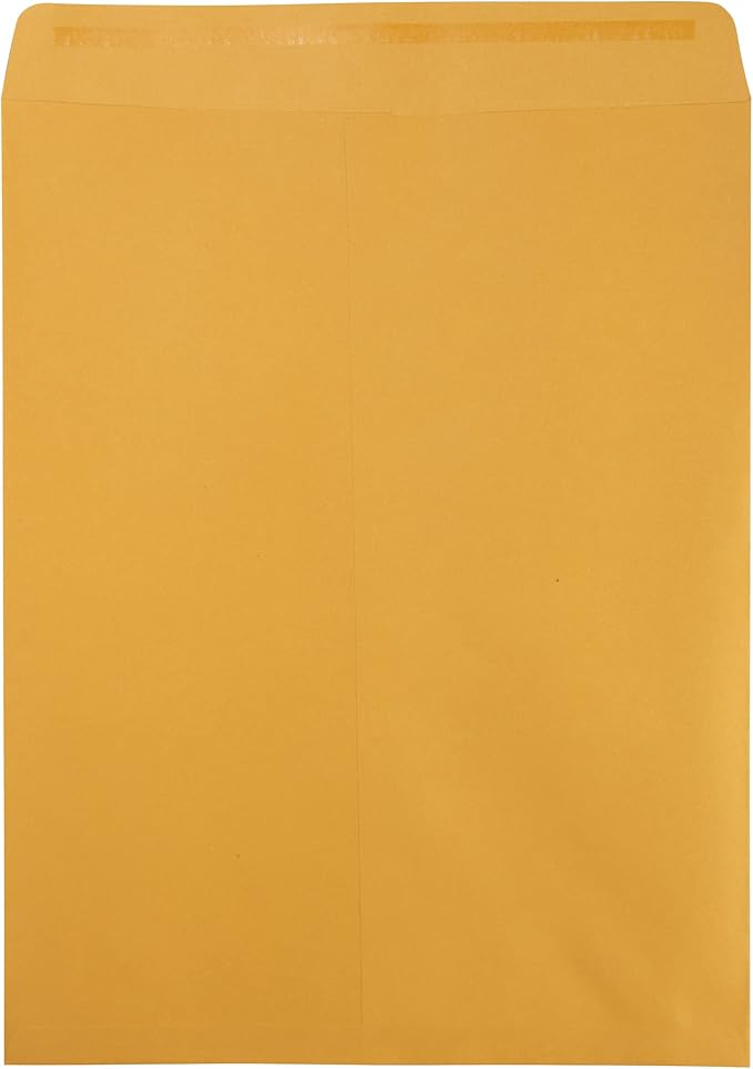 JAM PAPER 12 x 15 1/2 Open End Catalog Recycled Envelopes with Peel and Seal Closure - Brown Kraft - 100/Pack