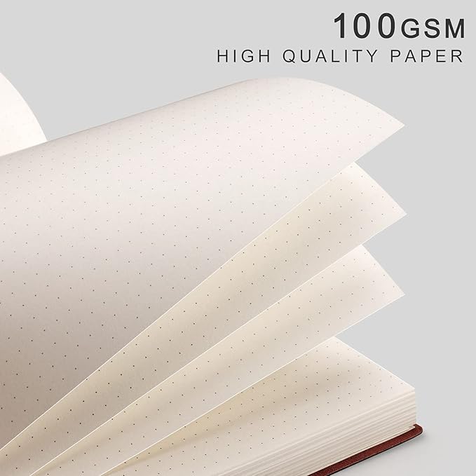 AHGXG Bullet Dotted Journal 2 Pack - B5 Large Journal Dot Grid Notebook (7.6'' X 10'') with Thick 120gsm Dot Paper, Soft Leather Cover, Total 384 Pages, Inner Pocket - BlackPink