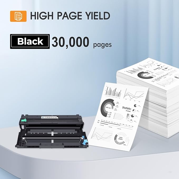 DR820 DR-820 Drum Unit Black 2 Pack Compatible Replacement for Brother DR820 DR 820 DR-820 for HL-L6200DW HLL6200DW L6200DW MFC-L5850DW MFC-L5900DW MFC-L5700DW HL-L5200DW L5200DWT Printer Ink