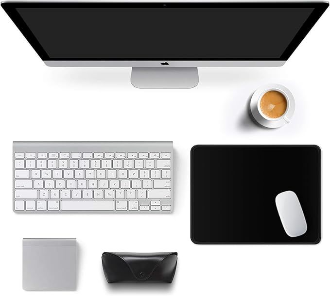 Auhoahsil Black Mouse Pad, 12 x 10 Inch Square Mousepad, 3mm Thick Rubber Mouse Mat with Pretty Design, Premium-Textured Non-Slip for Gaming Work Office Wireless Mouse Men Women